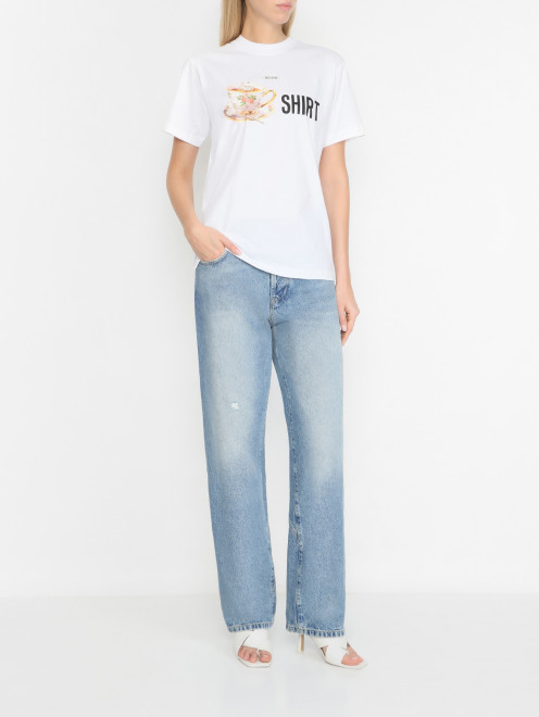 Прямые джинсы из хлопка Moschino - МодельОбщийВид