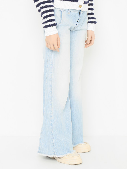 Широкие джинсы с бахромой Dondup - МодельВерхНиз