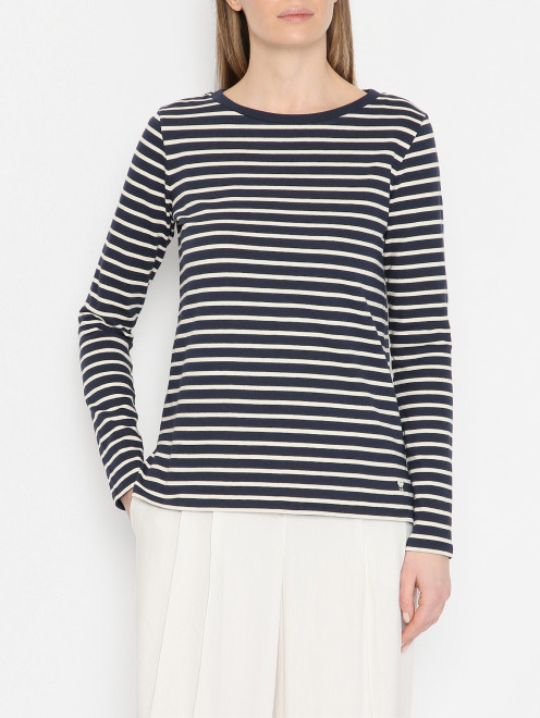 Лонгслив из хлопка с узором полоска Weekend Max Mara - МодельВерхНиз