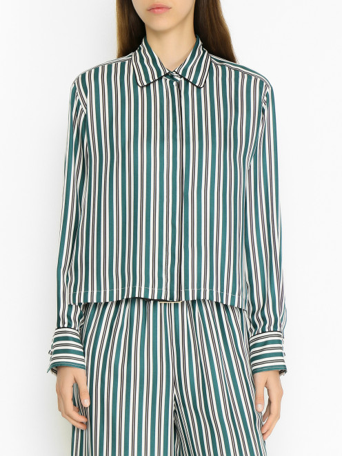 Укороченная рубашка из шелка в полоску Max Mara - МодельВерхНиз