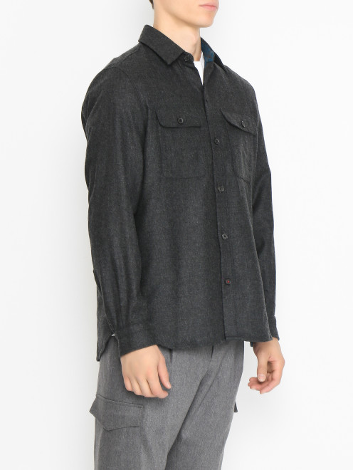 Рубашка из шерсти и кашемира с накладными карманами Isaia - МодельВерхНиз