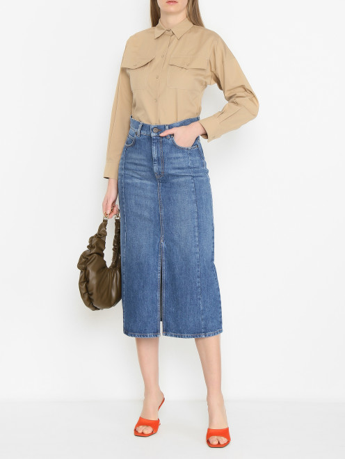 Юбка из денима с разрезом Weekend Max Mara - МодельОбщийВид