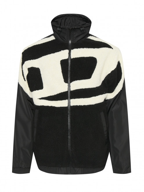 Комбинированная куртка на молнии с логотипом Diesel - Общий вид