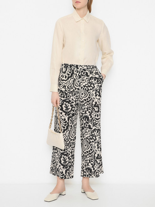 Льняная рубашка с логотипом Weekend Max Mara - МодельОбщийВид