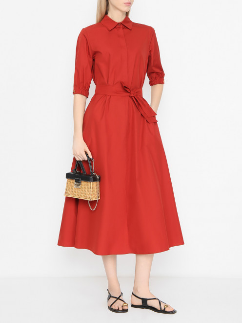 Хлопковое платье с поясом и карманами Max Mara - МодельОбщийВид