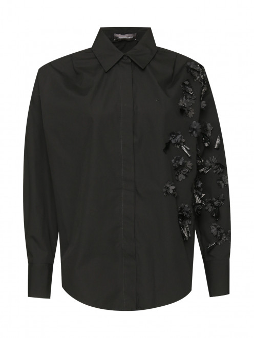 Блуза из хлопка с цветочной аппликацией Lorena Antoniazzi - Общий вид