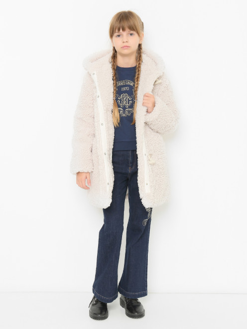 Утепленное пальто с капюшоном Ermanno Scervino Junior - МодельОбщийВид