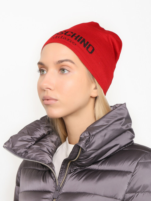 Шапка из смешанной шерсти с монограммой Moschino - МодельОбщийВид