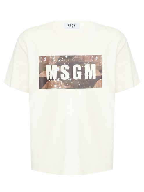 Футболка из хлопка с принтом MSGM - Общий вид