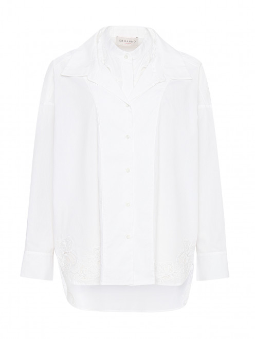 Блуза из хлопка с кружевной вышивкой Ermanno Firenze - Общий вид
