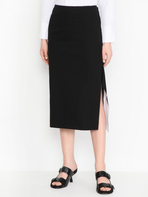 Юбка из хлопка с разрезом Sportmax - МодельВерхНиз