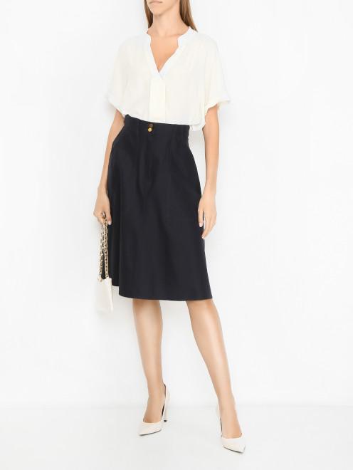 Хлопковая юбка-миди с накладными карманами Max Mara - МодельОбщийВид