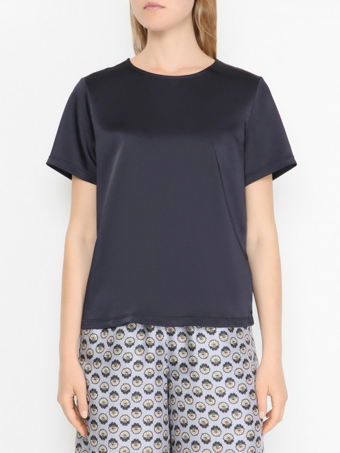 Атласный топ с короткими рукавами Weekend Max Mara - МодельВерхНиз