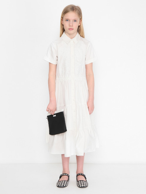Платье из хлопка с вышивкой Ermanno Scervino Junior - МодельОбщийВид
