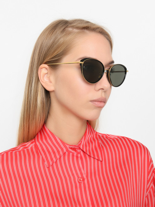 Солнцезащитные очки с золотой фурнитурой  Linda Farrow - МодельОбщийВид