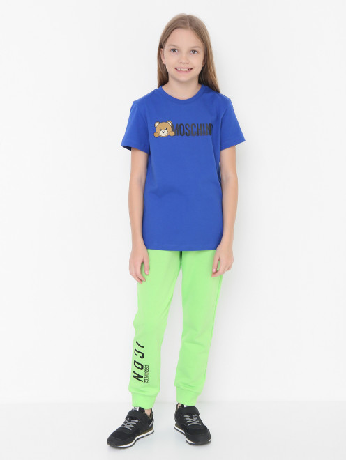 Хлопковая футболка с принтом Moschino - МодельОбщийВид