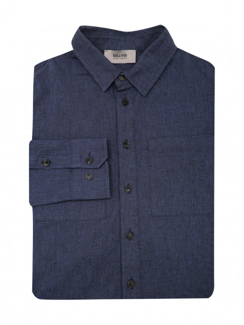 Однотонная рубашка из хлопка и льна Gulliver Select - Общий вид