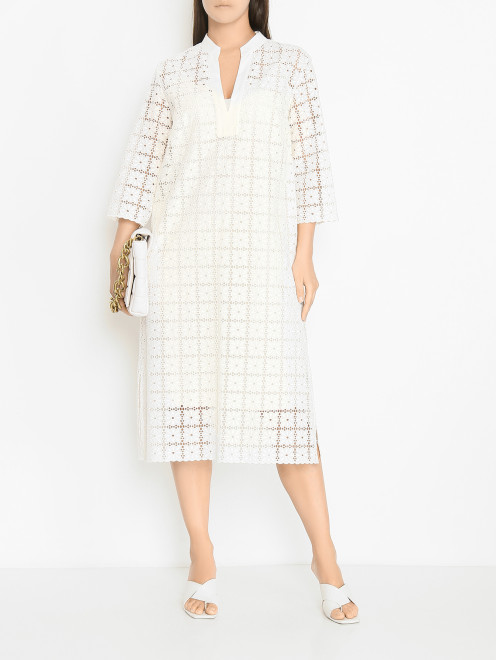 Платье прямого кроя с вышивкой ришелье Marina Rinaldi - МодельОбщийВид