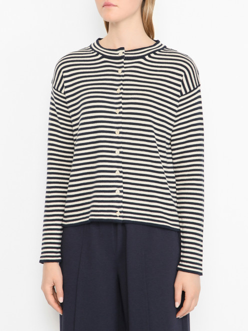 Кардиган из хлопка в полоску Weekend Max Mara - МодельВерхНиз
