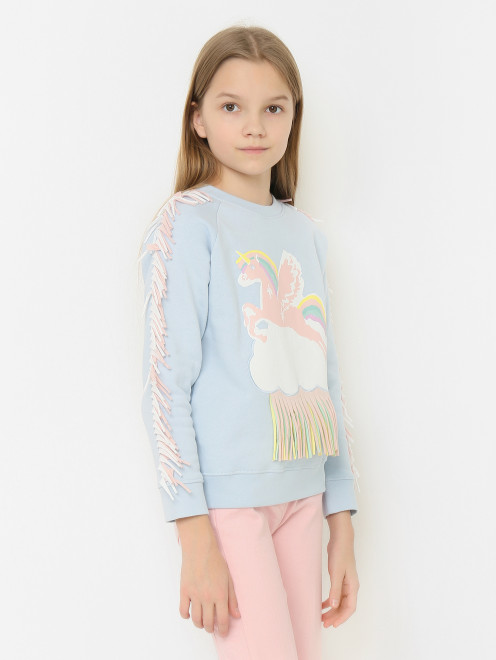 Свитшот с принтом и бахромой Stella McCartney kids - МодельВерхНиз