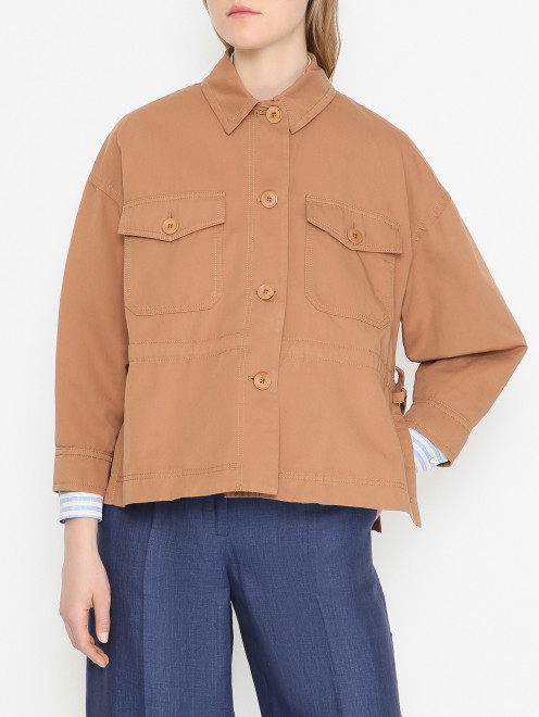 Куртка из хлопка и льна на кулиске Weekend Max Mara - МодельВерхНиз