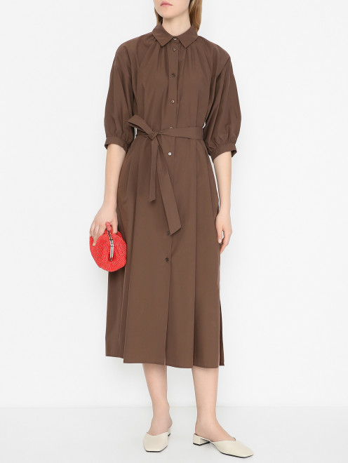 Свободное платье из хлопка с поясом Weekend Max Mara - МодельОбщийВид