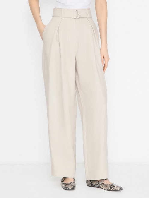Брюки из льна с поясом Max Mara - МодельВерхНиз