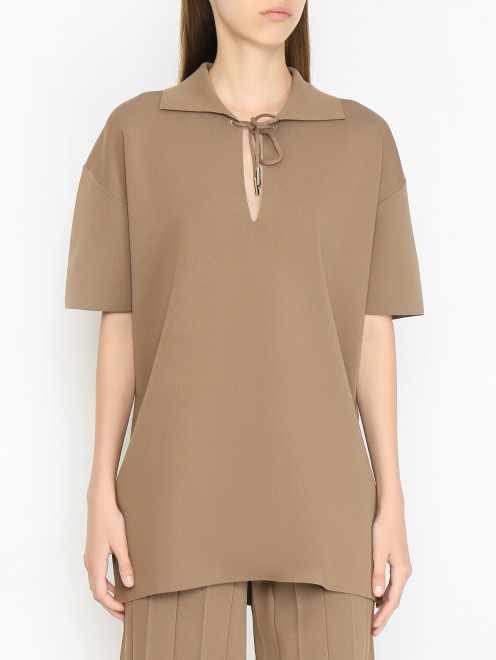 Удлиненный трикотажный джемпер с разрезами Max Mara - МодельВерхНиз