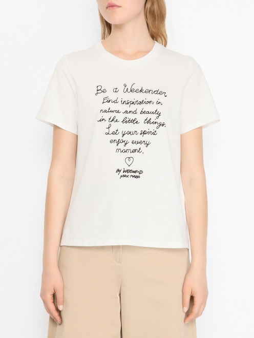 Футболка из хлопка с вышивкой Weekend Max Mara - МодельВерхНиз