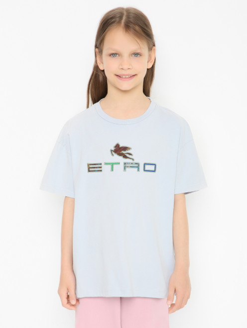 Футболка из хлопка с логотипом Etro - МодельВерхНиз