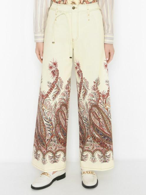 Брюки из денима с узором Etro - МодельВерхНиз