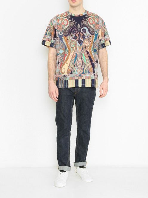Футболка из хлопка с узором Etro - МодельОбщийВид