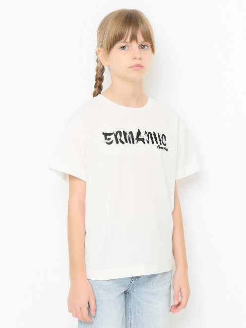 Футболка из хлопка с логотипом Ermanno Scervino Junior - МодельВерхНиз