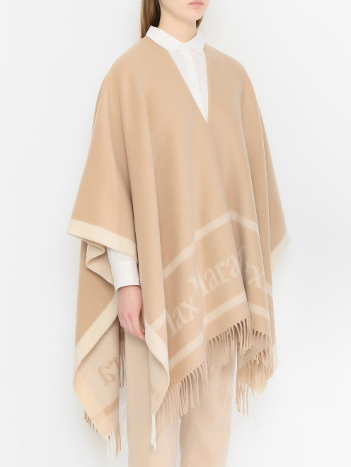 Пончо из шерсти с бахромой Max Mara - МодельВерхНиз