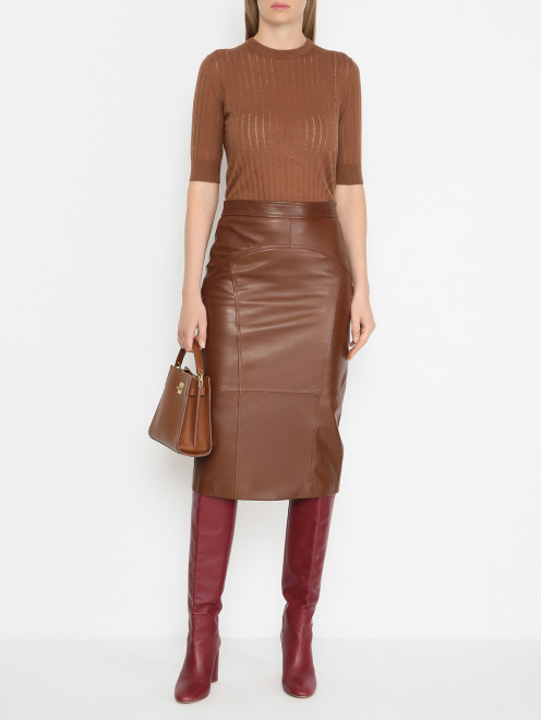 Юбка-миди из кожи Max Mara - МодельОбщийВид
