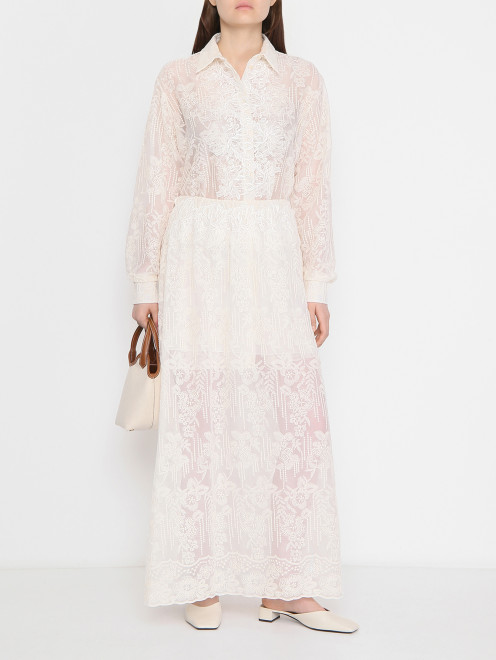 Юбка-макси с вышивкой и кружевом Ermanno Scervino - МодельОбщийВид
