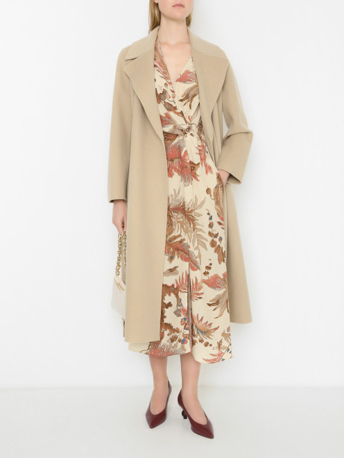 Пальто из шерсти с поясом Weekend Max Mara - МодельОбщийВид