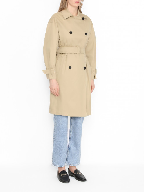 Плащ из хлопка с поясом Max Mara - МодельВерхНиз
