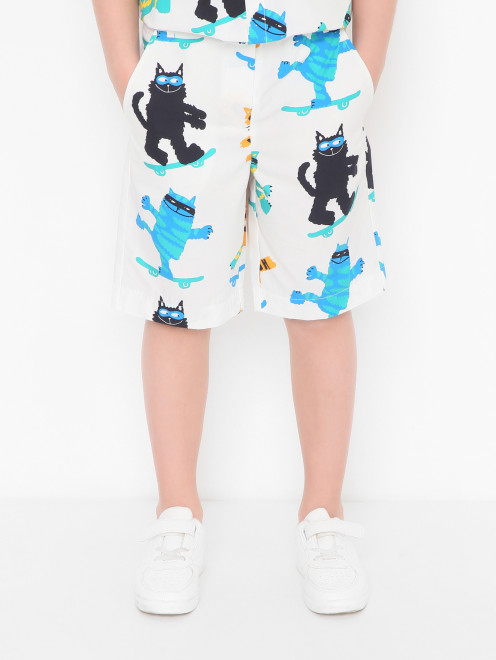 Шорты из хлпка с узором Stella McCartney kids - МодельВерхНиз