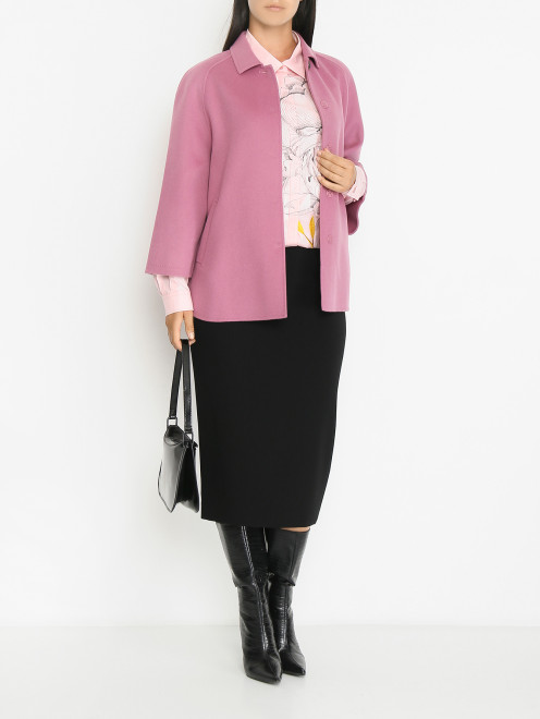 Рубашка из  хлопка с цветочным узором Marina Rinaldi - МодельОбщийВид