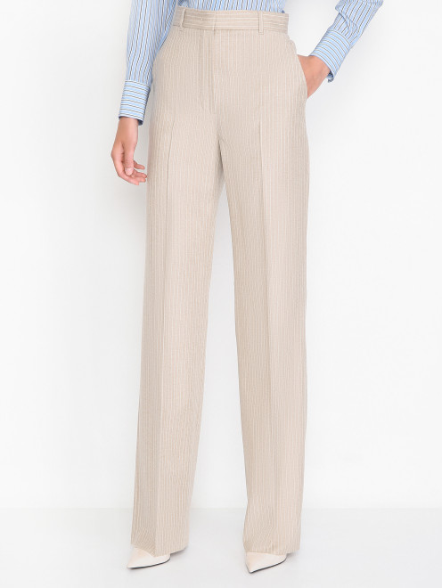 Брюки из шерсти в полоску Max Mara - МодельВерхНиз