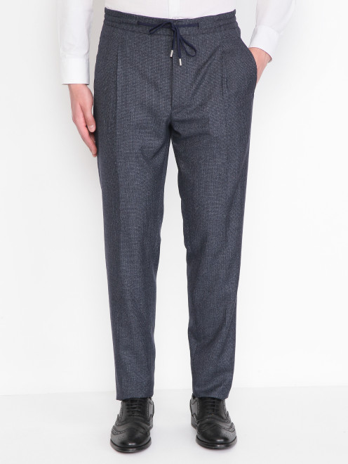 Брюки из шерсти с узором LARDINI - МодельВерхНиз