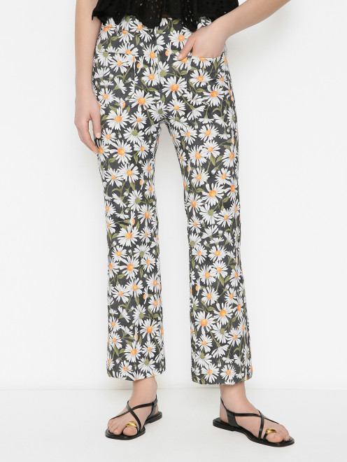 Брюки из хлопка с узором Weekend Max Mara - МодельВерхНиз