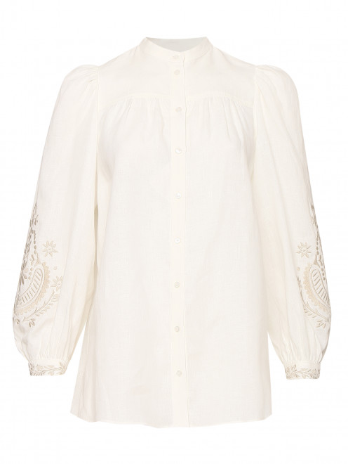 Блуза из льна с вышивкой Weekend Max Mara - Общий вид
