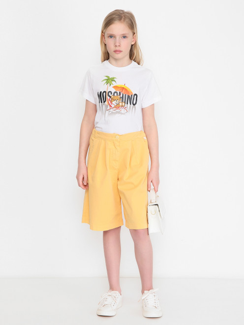 Футболка из хлопка с принтом Moschino - МодельОбщийВид