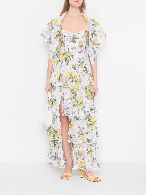 Платье-макси из льна и хлопка Positano Couture - МодельОбщийВид