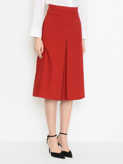 Юбка-миди из хлопка с карманами Max Mara - МодельВерхНиз