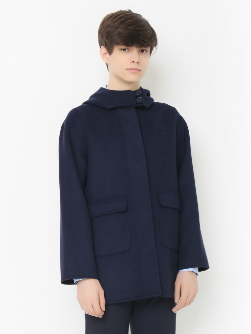 Пальто из смесовой шерсти с капюшоном Trussardi - МодельВерхНиз