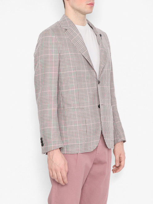Пиджак из шерсти и хлопка с узором LARDINI - МодельВерхНиз