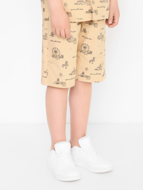 Шорты из хлопка с принтом Moschino - МодельВерхНиз